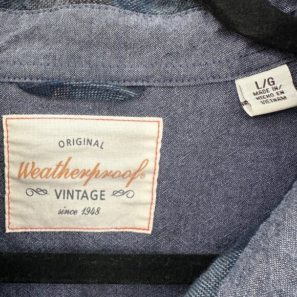 Weatherproof Vintage Mens Blue Plaid 100% Cotton Button-Down Flannel Shirt L - Picture 8 of 13